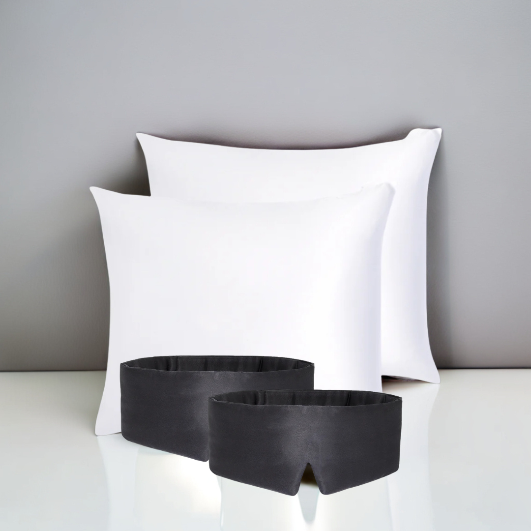 Kit Bellune® – 2 Fronhas e 2 Máscaras de Seda Premium